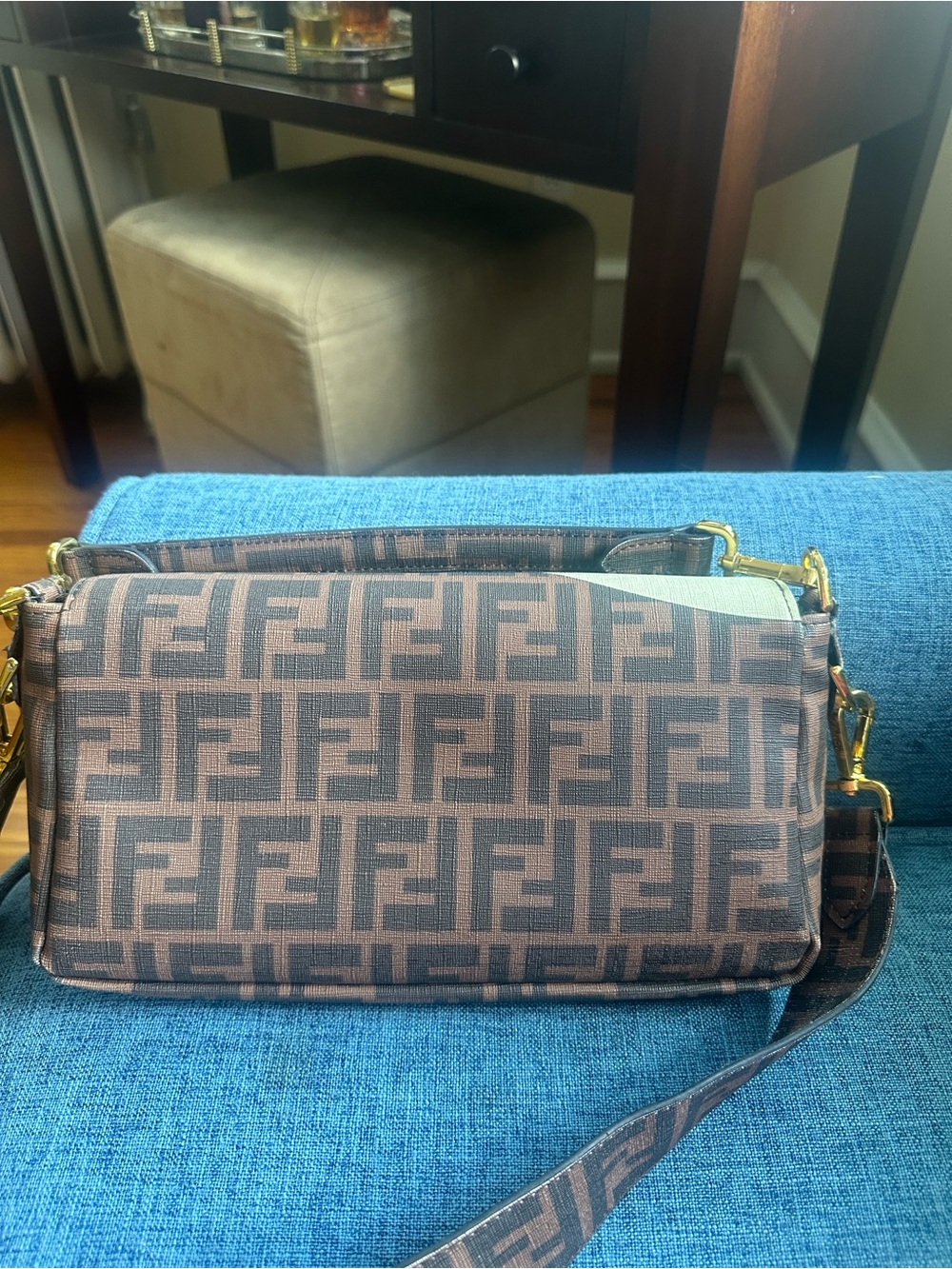 Fendi Brown Monogram Baguette with Yellow and Pink Graphic - Picture 2 of 12